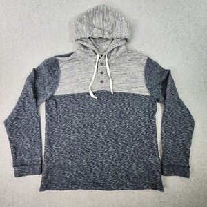 Lucky Brand Henley Pullover Hoodie‎ Mens Large Heathered Gray Sweatshirt